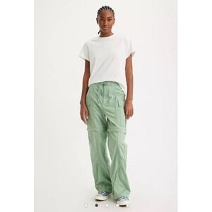 Levis Cargo Pants Womens 26 Green Convertible‎ Zip Off Wide Leg Belted Baggy Y2K